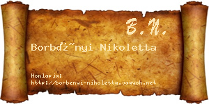Borbényi Nikoletta névjegykártya