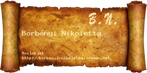 Borbényi Nikoletta névjegykártya