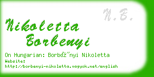 nikoletta borbenyi business card